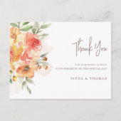 Waterverf Floral Wedding Bedankt Briefkaart (Voorkant)