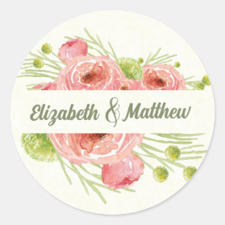 Waterverf Floral Wedding Bedankt Ronde Sticker