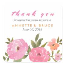 Waterverf Floral Wedding Bedankt