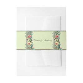 Waterverf Floral Wedding Belly Band Uitnodigingen Wikkel