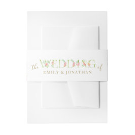 Waterverf Floral Wedding Belly Band Uitnodigingen Wikkel