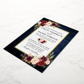 Waterverf Floral Wedding Blue Wood Gold Folie Uitnodiging (Gedraaid)