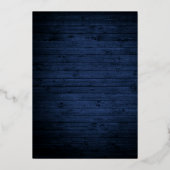 Waterverf Floral Wedding Blue Wood Gold Folie Uitnodiging (Achterkant)