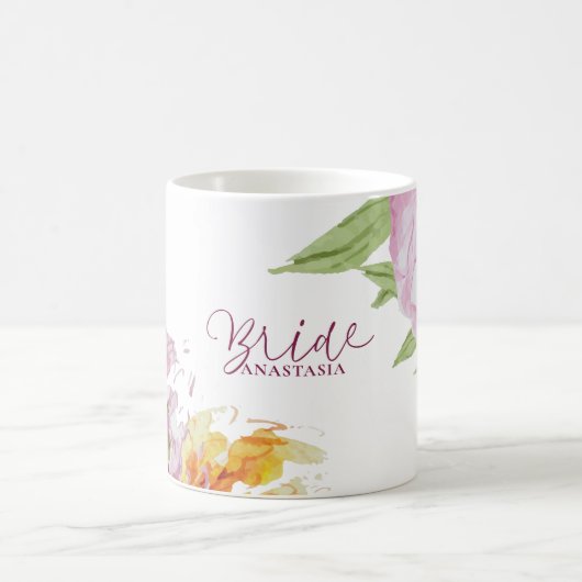 Waterverf Floral Wedding Bride Koffiemok (Center)