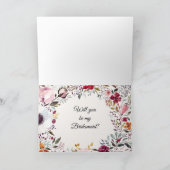 Waterverf Floral Wedding Bridesmaid Voorstel Kaart (Binnen)