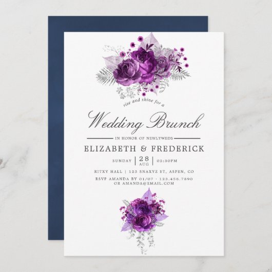 Waterverf Floral Wedding Brunch Aankondiging (Voorkant / Achterkant)