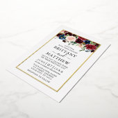 Waterverf - Floral Wedding Burgundy Gold Folie Uitnodiging (Gedraaid)