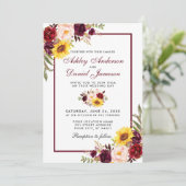 Waterverf Floral Wedding Burgundy Kaart (Staand voorkant)