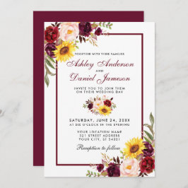 Waterverf Floral Wedding Burgundy Kaart