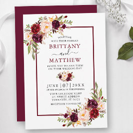 Waterverf Floral Wedding Burgundy Lijst Kaart