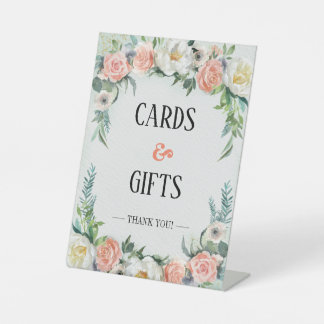 Waterverf Floral Wedding Cards en Gifts Reclamebord Met Voetstuk