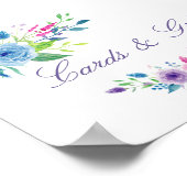 Waterverf Floral Wedding Cards en Gifts Sign Poster (Hoek)