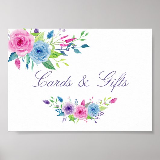 Waterverf Floral Wedding Cards en Gifts Sign Poster (Voorkant)