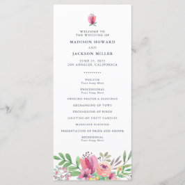 Waterverf Floral Wedding Ceremony Programmakaart