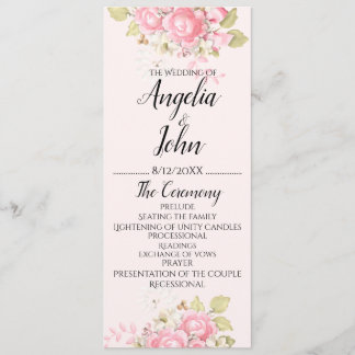 Waterverf Floral Wedding Cermony Programmakaart