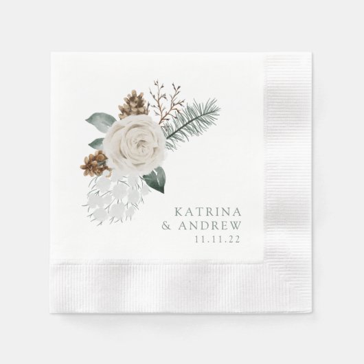 Waterverf Floral Wedding Cocktail Napkins Servet (Voorkant)