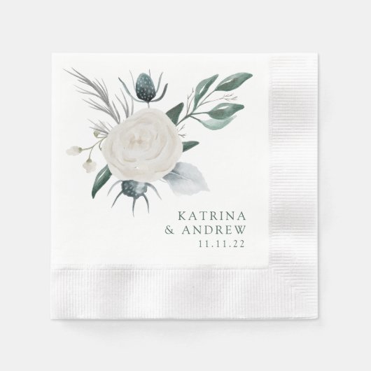 Waterverf Floral Wedding Cocktail Napkins Servet (Voorkant)