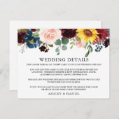 Waterverf Floral Wedding Details Briefkaart (Voorkant / Achterkant)