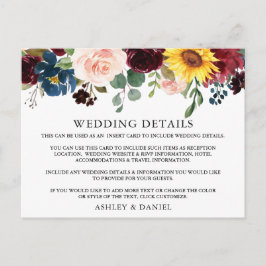 Waterverf Floral Wedding Details Briefkaart