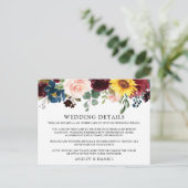 Waterverf Floral Wedding Details Briefkaart (Staand voorkant)