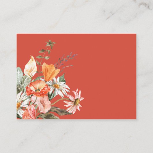 Waterverf Floral Wedding Details Enclosure Kaart (Achterkant)