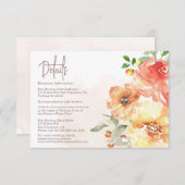 Waterverf Floral Wedding Details Enclosure Kaart (Voorkant / Achterkant)