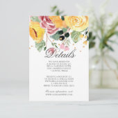 Waterverf Floral Wedding Details Kaart (Staand voorkant)