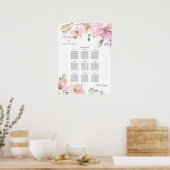 Waterverf Floral Wedding Dinner Seating Chart Poster (Keuken)