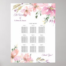 Waterverf Floral Wedding Dinner Seating Chart