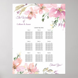 Waterverf Floral Wedding Dinner Seating Chart Poster