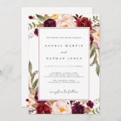 Waterverf Floral Wedding door Bourgogne Kaart (Voorkant / Achterkant)