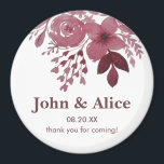 Waterverf Floral Wedding door Bourgogne Magneet<br><div class="desc">Een chic en elegant bogundy waterverf floral bruiloft magneten die perfect zijn voor het weggeven.</div>