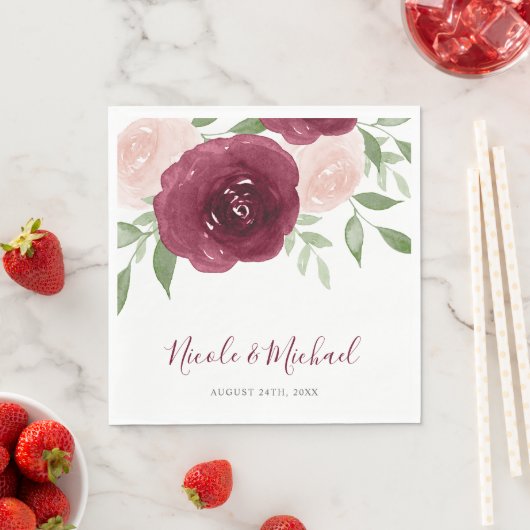 Waterverf Floral Wedding door Bourgogne Servetten (Insitu)