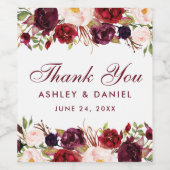 Waterverf Floral Wedding door Bourgogne Wijn Etiket (Enkel label)