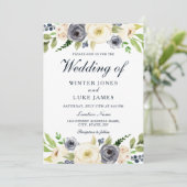 Waterverf Floral Wedding door marineslag en witte  Kaart (Staand voorkant)