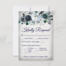 Waterverf Floral Wedding door Navy Blue Boho