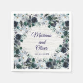 Waterverf Floral Wedding door Navy Blue Boho Servet (Voorkant)