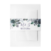 Waterverf Floral Wedding door Navy Blue Boho Uitnodigingen Wikkel (Voorkant Voorbeeld)