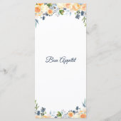 Waterverf Floral Wedding door Navy Blue Coral Menu (Achterkant)