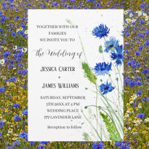 Waterverf Floral Wedding door Navy Blue Cornflower
