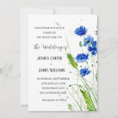 Waterverf Floral Wedding door Navy Blue Cornflower Kaart (Voorkant)