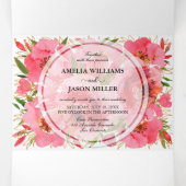 Waterverf Floral Wedding Drieluik Uitnodiging (Binnenkant midden)