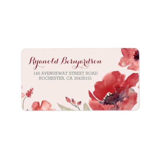 Waterverf Floral Wedding Etiket (Voorkant)