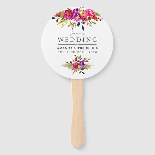 Waterverf Floral Wedding Favor Handwaaier (Voorkant)