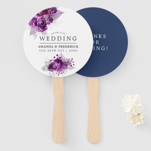 Waterverf Floral Wedding Favor Handwaaier (Voorkant en achterkant)