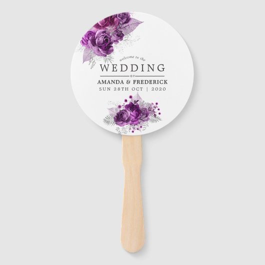 Waterverf Floral Wedding Favor Handwaaier (Voorkant)