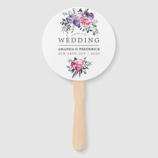 Waterverf Floral Wedding Favor Handwaaier (Voorkant)