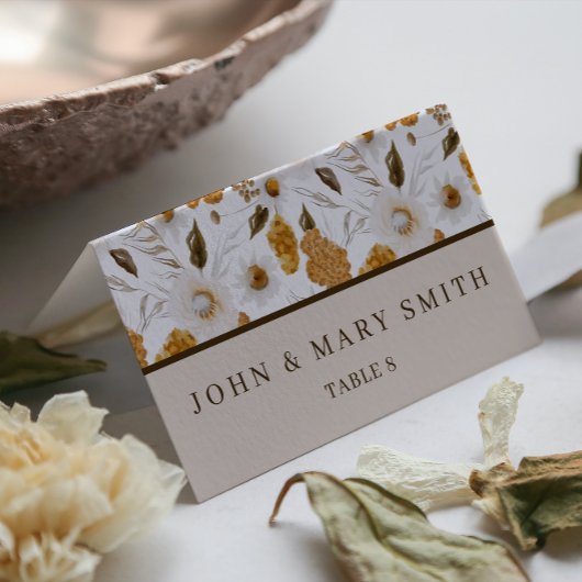 Waterverf Floral Wedding Folded Place Card Plaatskaartje