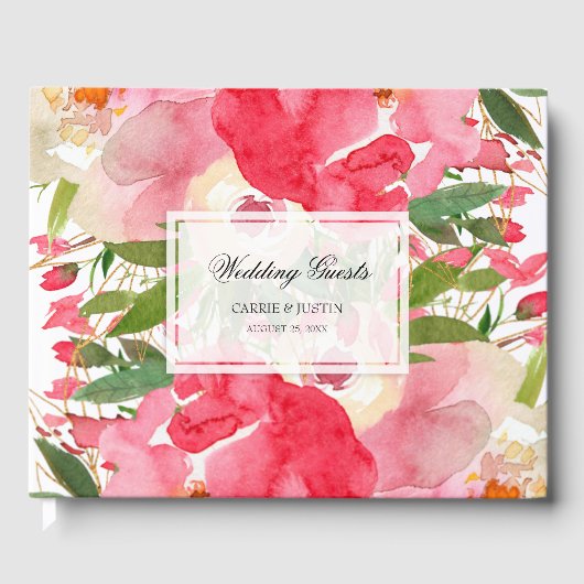 Waterverf Floral Wedding Gastenboek (Voorkant)