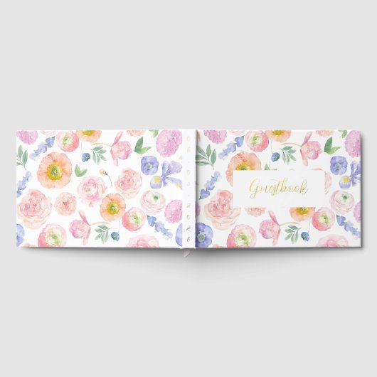 Waterverf Floral Wedding Gastenboek (Volledig)